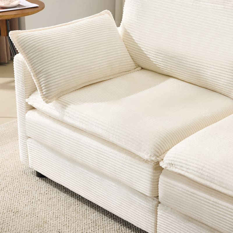 Corduroy Modular Lovesear Sectional Sofa Deep Seat Couch with Pillows