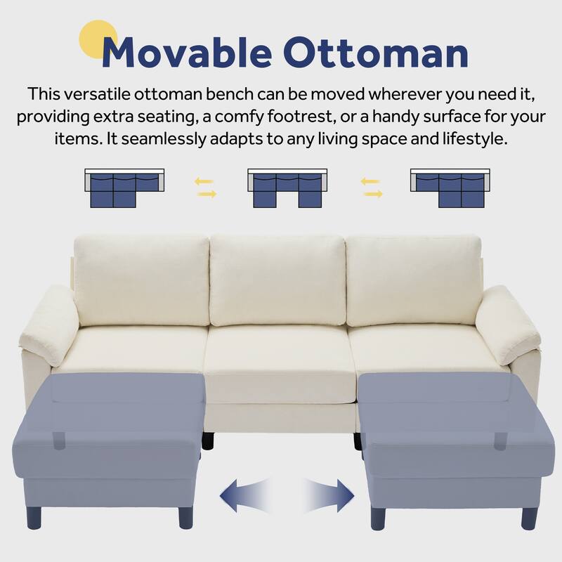 U-Shaped Chenille Upholstered Modular Sectional Sofa Couch with 2 Ottomans