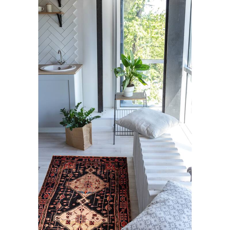 ECARPETGALLERY Hand-knotted Anatolian Vintage Dark Navy Wool Rug - 5'1 x 9'4