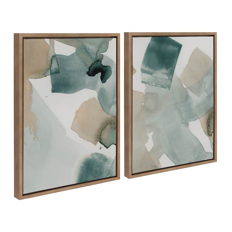 Kate and Laurel Sylvie Color I Framed Canvas Art Set by Amy Lighthall - 2 Piece Set 18x24 - Gold