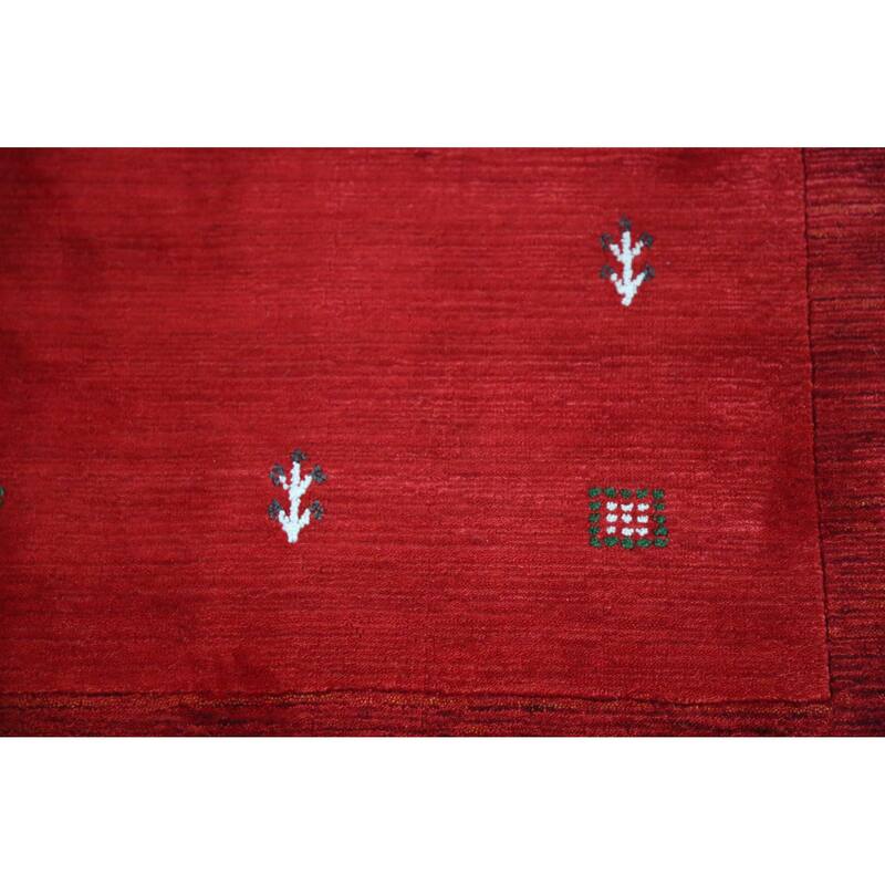Hand Knotted Oriental 100% Wool Carpet Tribal Tribal Red Gabbeh Area Rug - 7' 6'' X 5' 4''