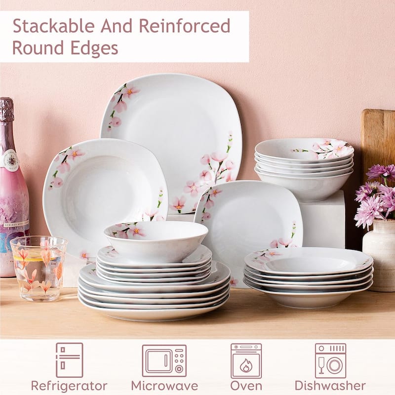 VEWEET Annie Flower Dinnerware Set (Service for 6)