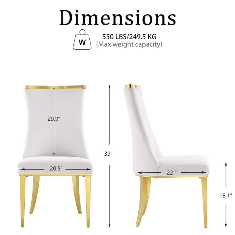 Polished Gold Dining Chairs with White Boucle Upholstery