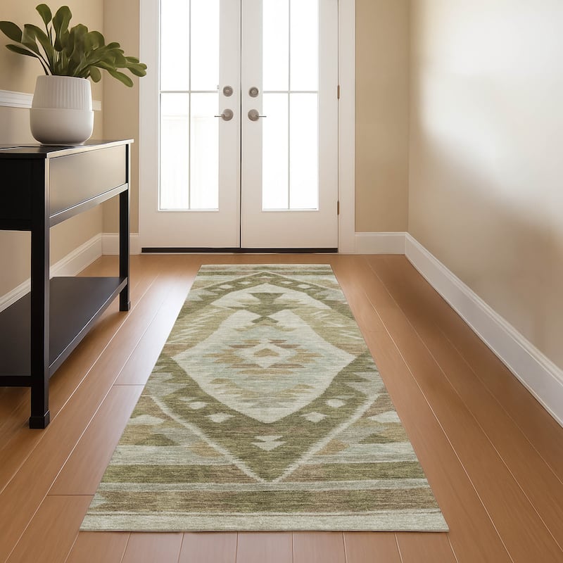 Premium Washable Super Soft Global Medallion Mayfield Rug - Linen - 2'3" x 7'6"