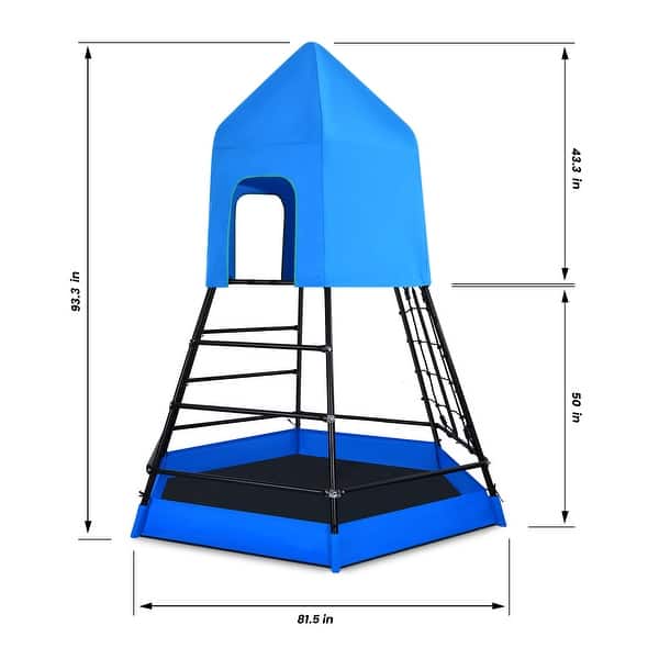Hapfan Jungle Gym with Platform and Tent, Climbing Toys with Monkey Bars for Kids, Metal Outdoor Play Equipment