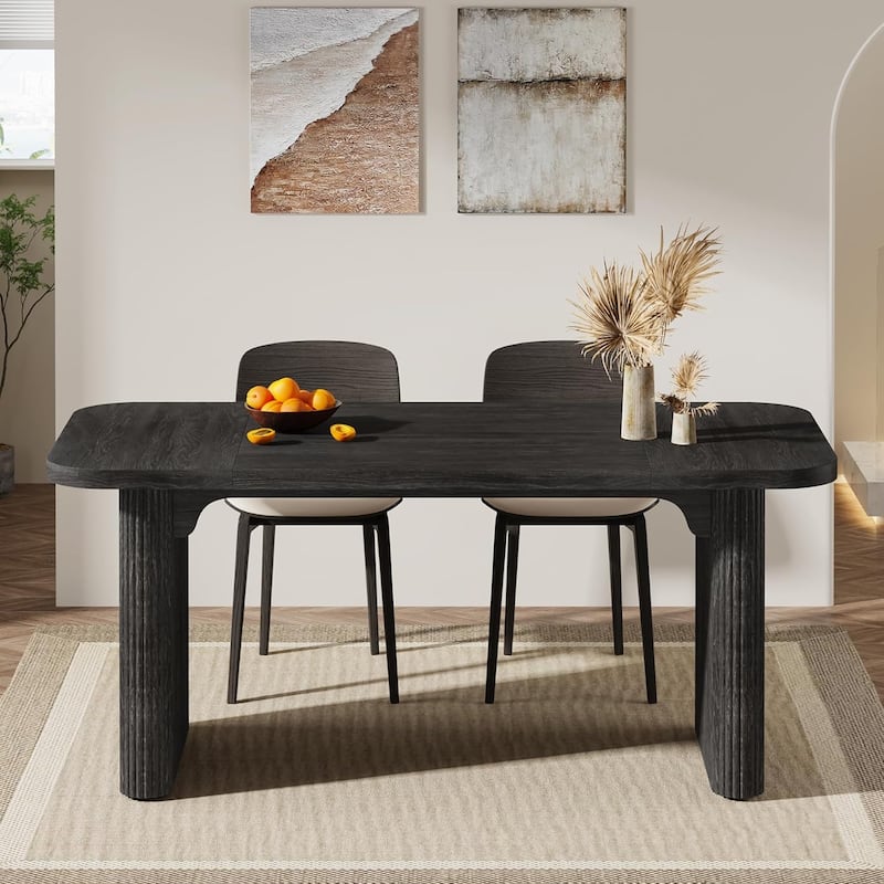 62-Inch Wood Dining Table for 4-6 People Modern Rectangular Kitchen Table for Dining Room Living Room
