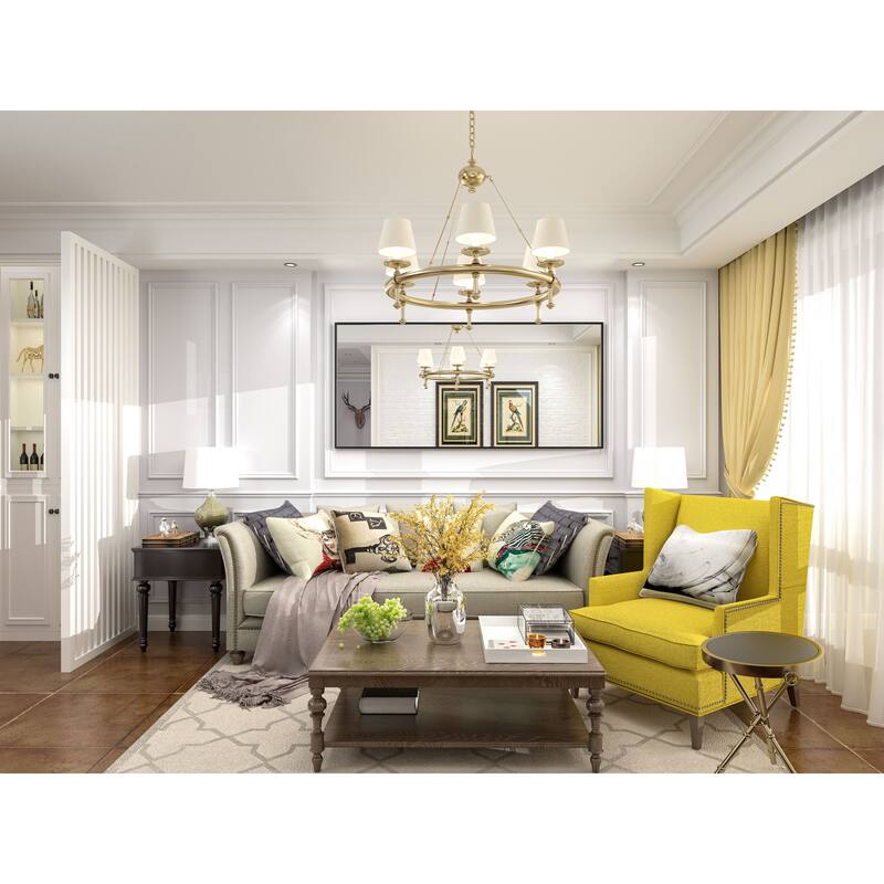 Aluminum Alloy Framed French Cleat Mounted Tempered Glass Wall Vanity Mirror