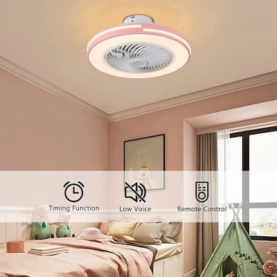 20" Small LED Low Profile Enclosed Caged Ceiling Fan