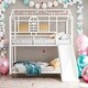 preview thumbnail 14 of 44, Modren Twin Over Twin Metal Bunk Bed House Bed With Slide,Solid Construction for Bedroom White