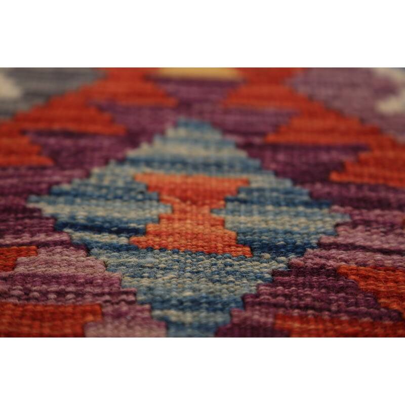All-Over Geometric Kilim Oriental Large Rug Flatweave Wool Carpet - 10'1"x 15'11"