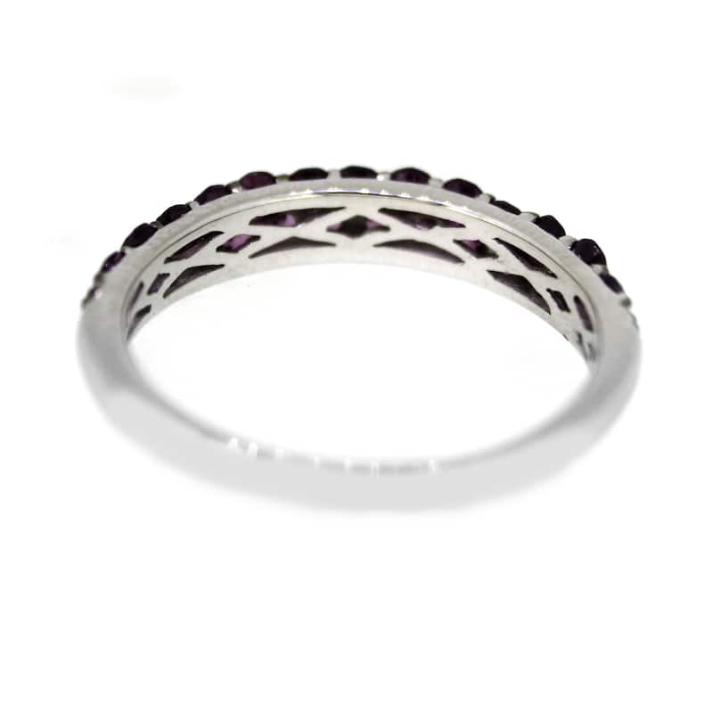 Sterling Silver Rhodolite Stack Band Ring Size - 7