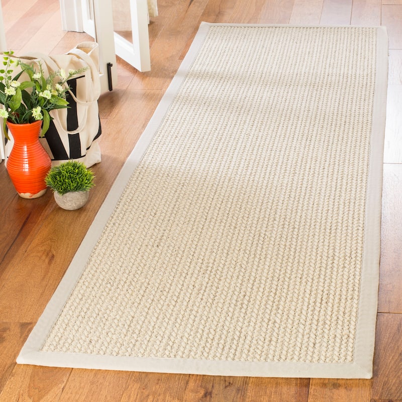 SAFAVIEH Natural Fiber Margret Sisal & Wool Rug - 2' x 10' Runner - Light Grey - Runner