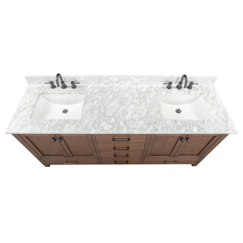 Avanity Modero 72 in. Double Sink Bathroom Vanity with Carrara Marble Top - 73"W x 22"D x 35"H