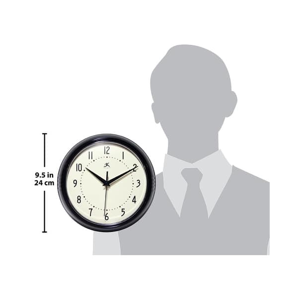 dimension image slide 25 of 29, Infinity Instruments Round Retro Kitchen Wall Clock by Infinity Instruments