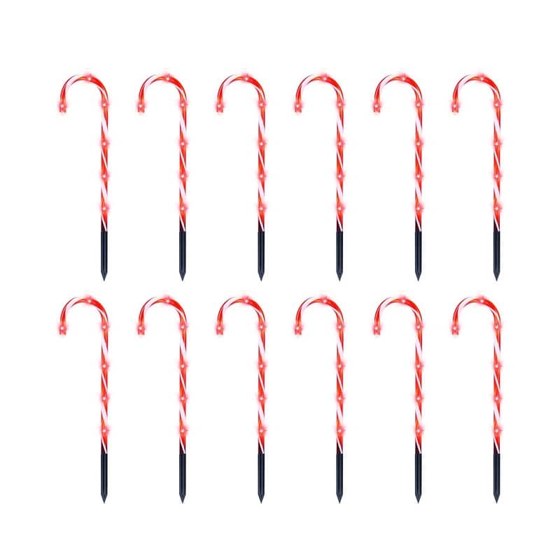 17" Christmas Candy Cane Lights, Christmas Pathway Lights with 72 Red, 12 Packs Candy Christmas Lights Candy Cane