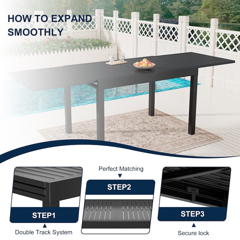 7 Pieces Outdoor Dining Set with 1 Extendable Dining Table