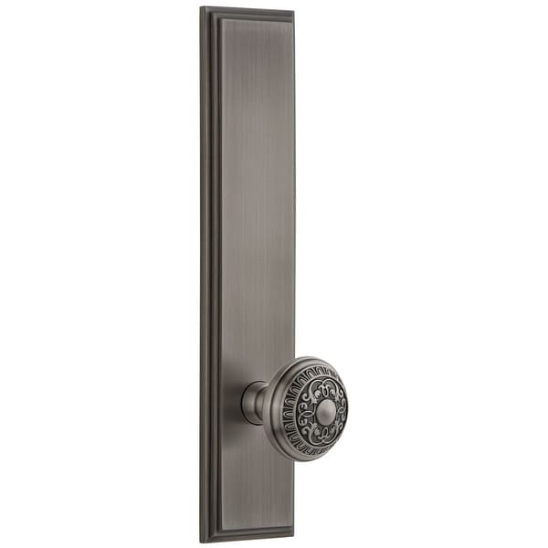 Grandeur CARWIN_TP_PRV_234_RH Carre Solid Brass Rose Right Handed Tall Plate Privacy Door Knob Set with Windsor Knob and 2-3/4"