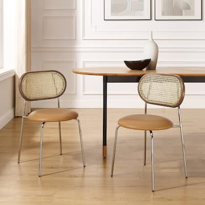Art Leon Cane Back Faux Leather Accent Dining Chair (Set of 2)
