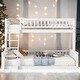 preview thumbnail 15 of 26, Twin XL over Queen Bunk Bed with Ladder and Guardrails,Two Separate Platform Beds White