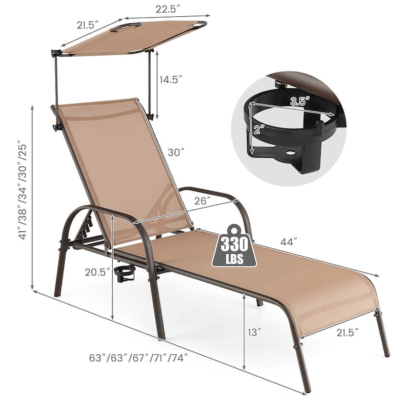 Costway Patio Heavy-Duty Chaise Lounge 5-Level Adjustable Outdoor - See Details