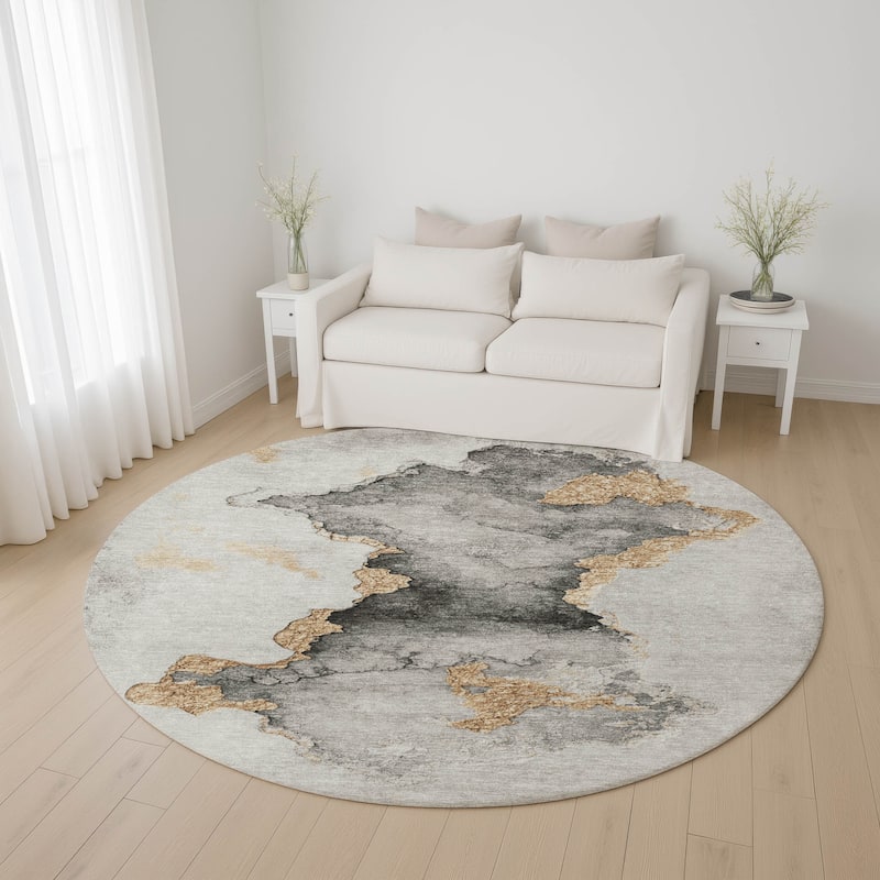 Premium Washable Super Soft Abstract Mayfield Rug - Gray - 8' x 8'