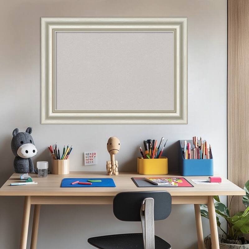 Sophia Silver Framed Cork Board - Bulletin Board, Organization Board, Pin Board