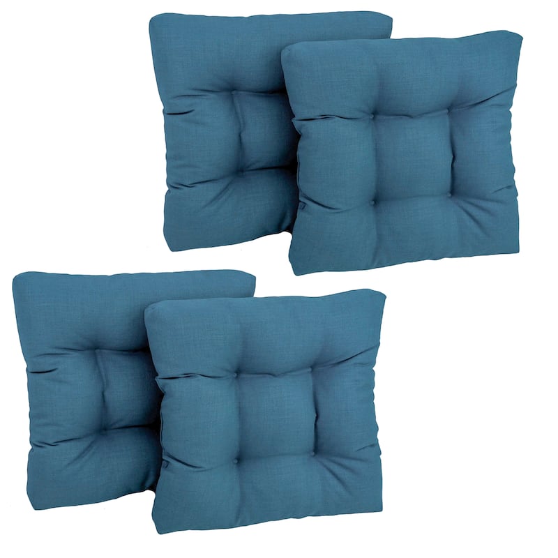 19-inch Square Tufted Indoor/Outdoor Chair Cushions (Set of 4) - 19" x 19" - Sea Blue