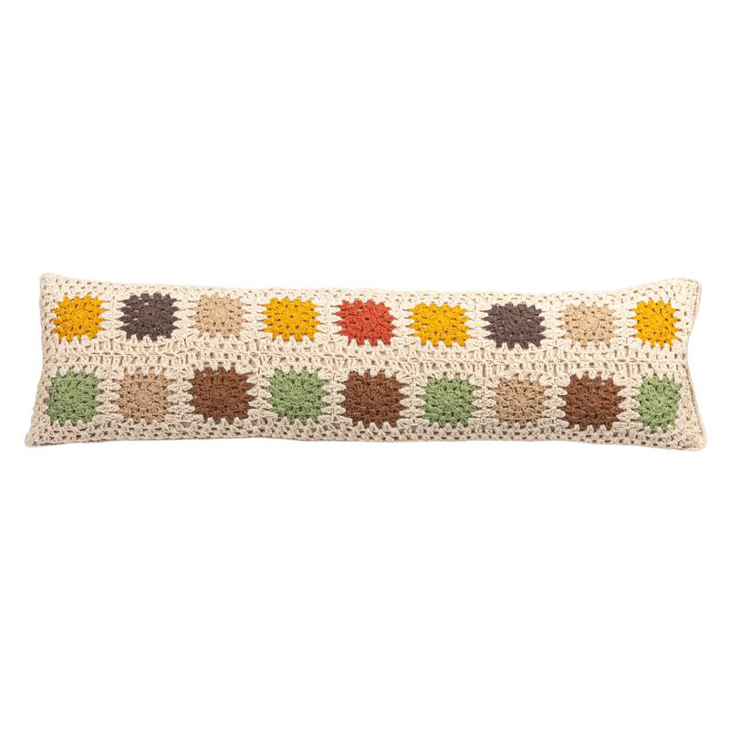 Cotton Crocheted Pillow with Block Pattern