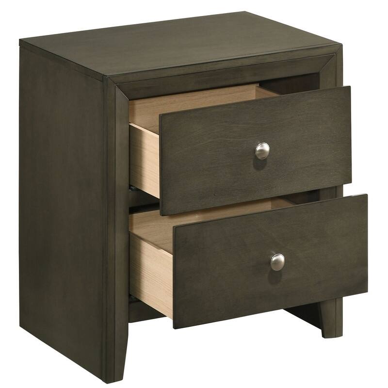 Modern Grey 2-drawer Nightstand for Bedroom