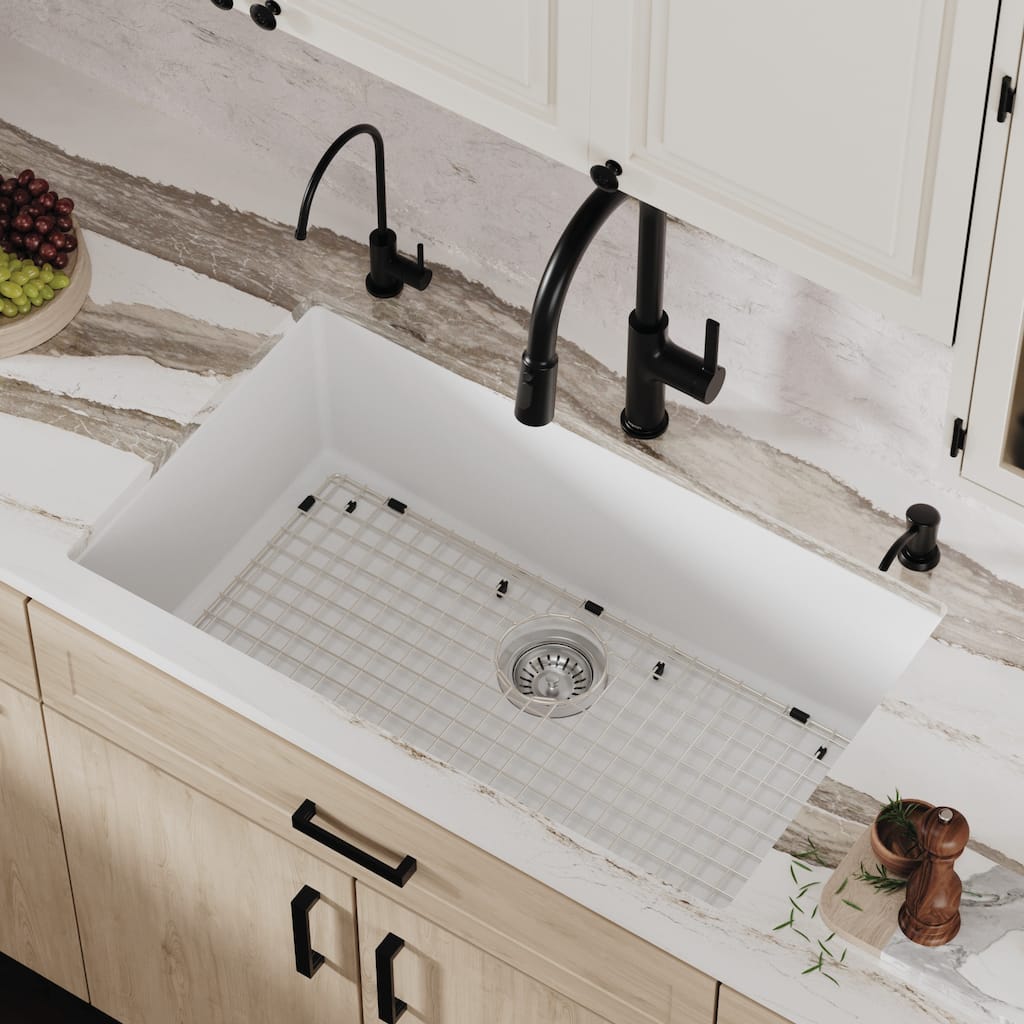 Karran Undermount 32.5 in. Large Single Bowl Quartz Kitchen Sink Kit