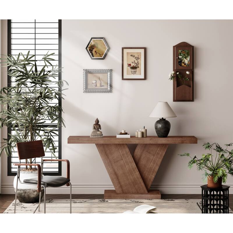 66 Inch Modern Entryway Console Table, Solid Accent Sofa Table Behind The Couch, Narrow Console Table with X-Leg