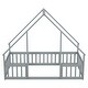 preview thumbnail 18 of 16, Wood House-Shaped Twin Floor House Bed with Fence,Guardrails,Kids and Baby