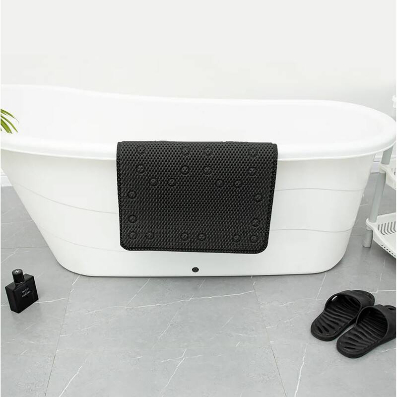Black Non-Slip Foam Bathtub Shower Mat With Suction Cups - 36" x 17"