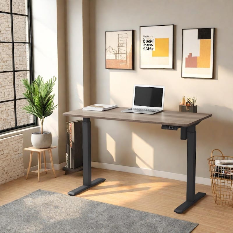 KOWO K304 55 Inch Electric Height Adjustable Desk Sit to Stand Workstation for Home Office, Ergonomic Computer Desk with Memory