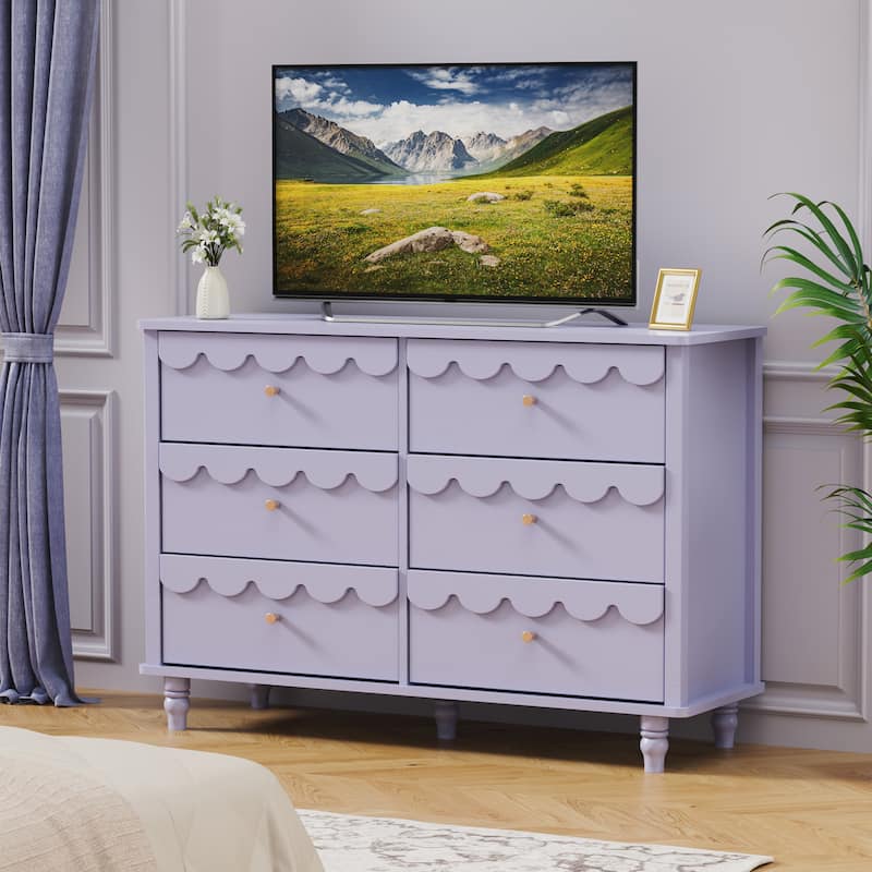 Whimsical Cloud Dresser with 6 Drawers Cute Kids Bedroom Storage