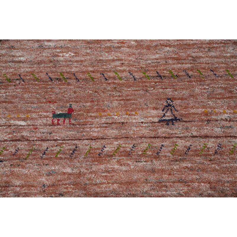 Hand Knotted Oriental 100% Wool Carpet Tribal Animal Pictorial Oranges & Rust Gabbeh Area Rug - 11' 3'' X 8' 9''