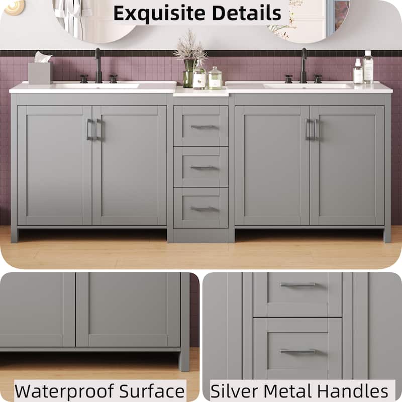 Christopher Knight Home - Vesper Ceramic Dual Sink 84" Vanity