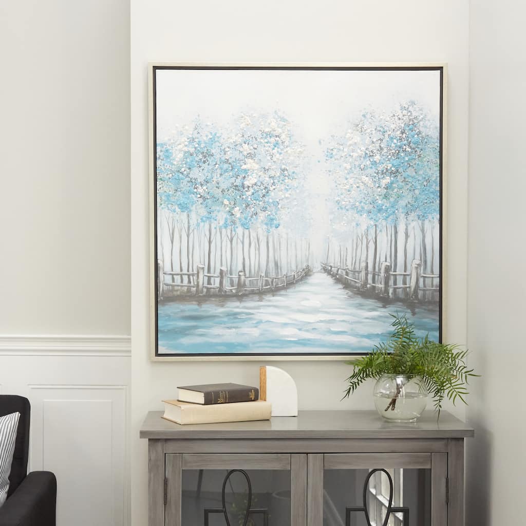 Blue Polystone Framed Wall Art