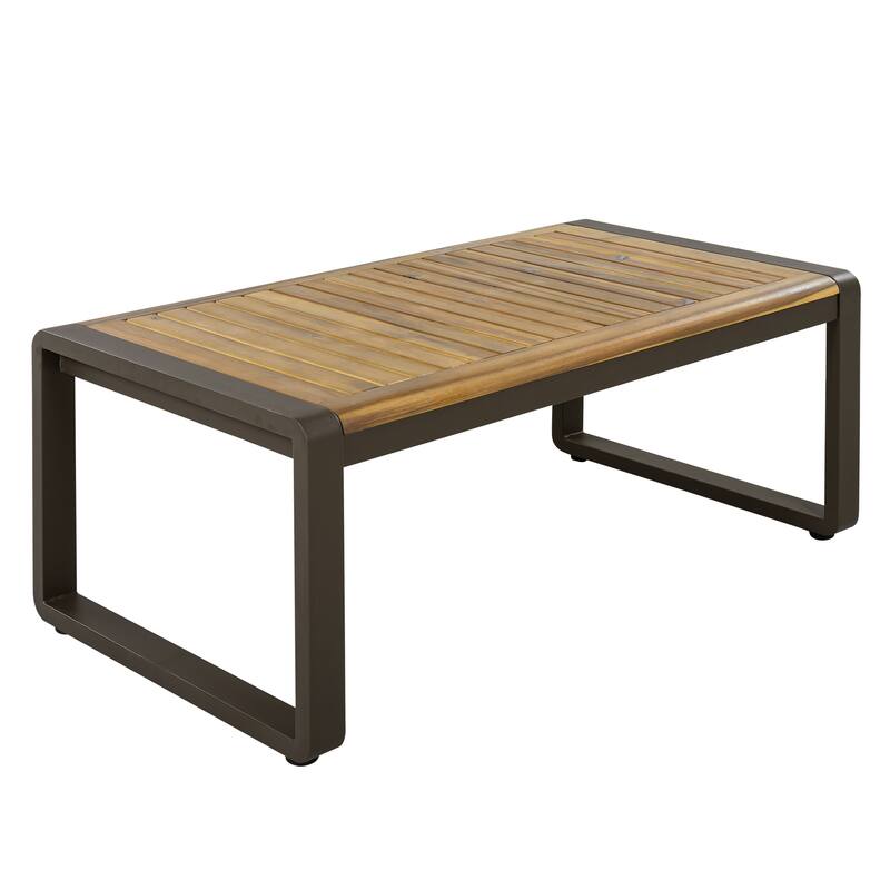 5-Person Outdoor Conversation Set with Removable Cushions and Stylish Metal Frame and Acacia Wood