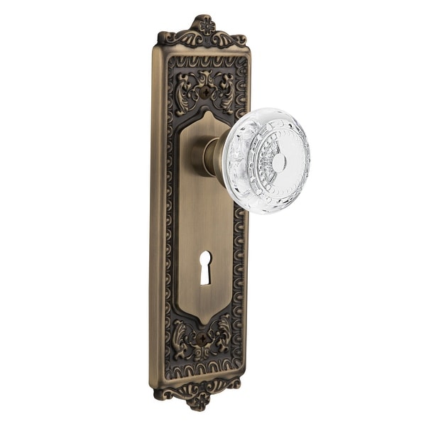 Nostalgic Warehouse EADCME_PRV_234_KH Vintage Crystal Meadows Privacy Door Knob Set with Egg & Dart Rose, 2-3/4" Backset and