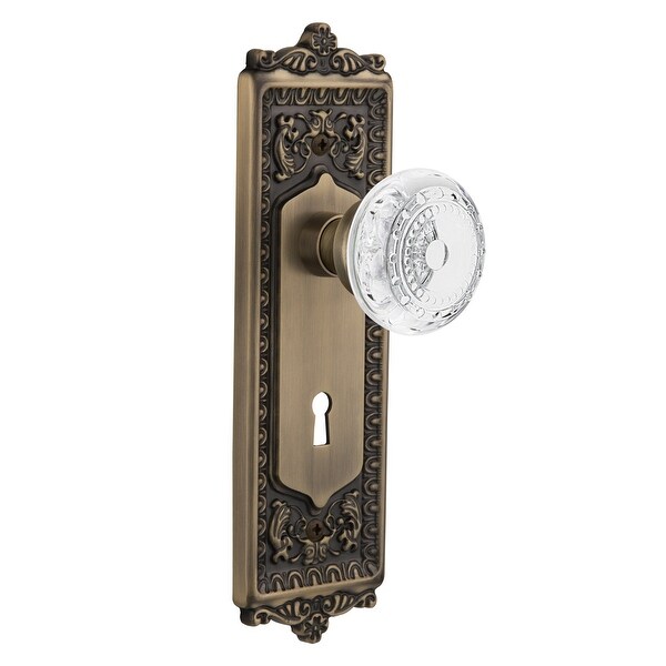 Nostalgic Warehouse EADCME_PSG_234_KH Vintage Crystal Meadows Passage Door Knob Set with Egg & Dart Rose, 2-3/4" Backset and