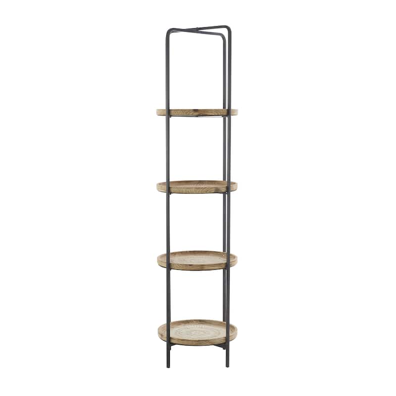 Wood 4 Shelves Shelving Unit - Brown - Roche River Decor