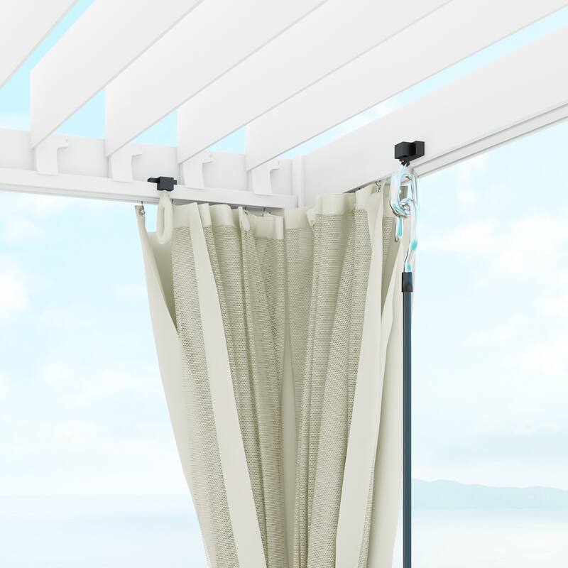 Outsunny 13' x 10' Outdoor Retractable Pergola with Sun Shade Aluminum Louvered Top, Pergola with Canopy, Curtains, and Netting