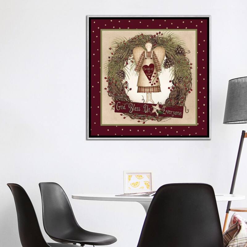 iCanvas "Folk Angel Christmas Wreath" by Lori Deiter Framed