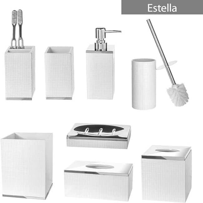 Creative Scents Estella White Bathroom Tumbler Cup - Silver - Silver