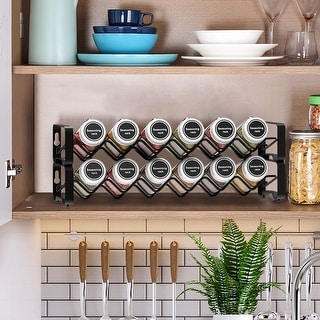 Houseware Spice Rack Organizer with 24 Empty Square Spice Jars