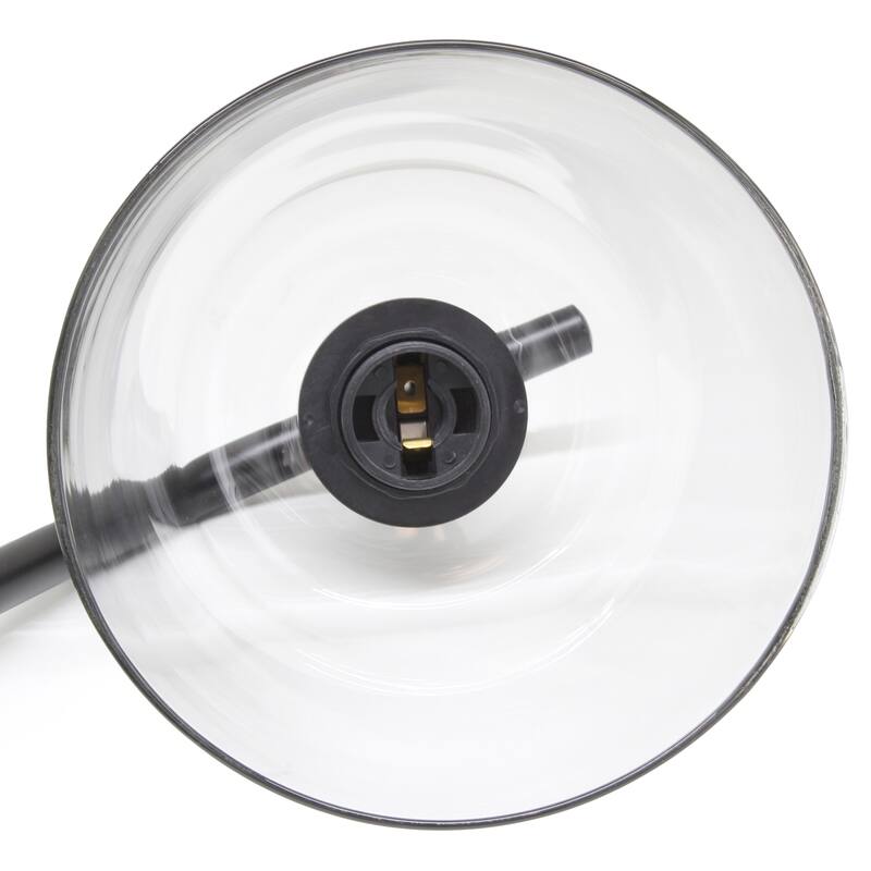 Modern Industrial Desk Lamp with Clear Glass Shade and Dual USB Charging Ports Multiple Colors - 8" (L) x 5.5" (W) x 15.75" (H)