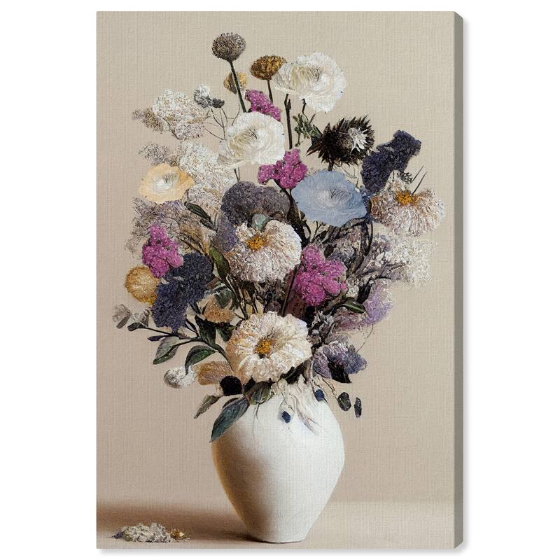 Wynwood Studio Canvas Floral and Botanical Neutral Lovely Bouquet Brown and Taupe Traditional Wall Art Canvas Print
