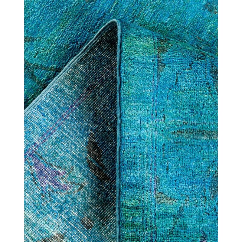 Overton Hand Knotted Wool Vintage Inspired Modern Contemporary Overdyed Blue Area Rug - 3' 0" x 5' 5"