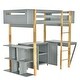 preview thumbnail 23 of 32, Twin Size Loft Bed with Built-in Storage Cabinet, Cubes & Foldable Desk, Solid Wood Loft Bed Frame for Kids Teens Adults